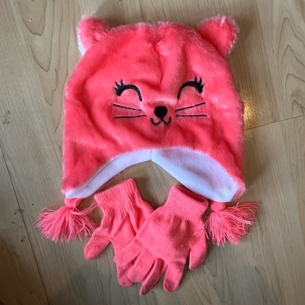 Kids Cat Hat and Gloves Set